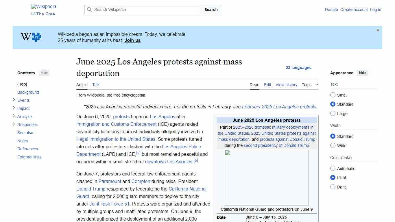 June 2025 Los Angeles protests against mass deportation - Wikipedia