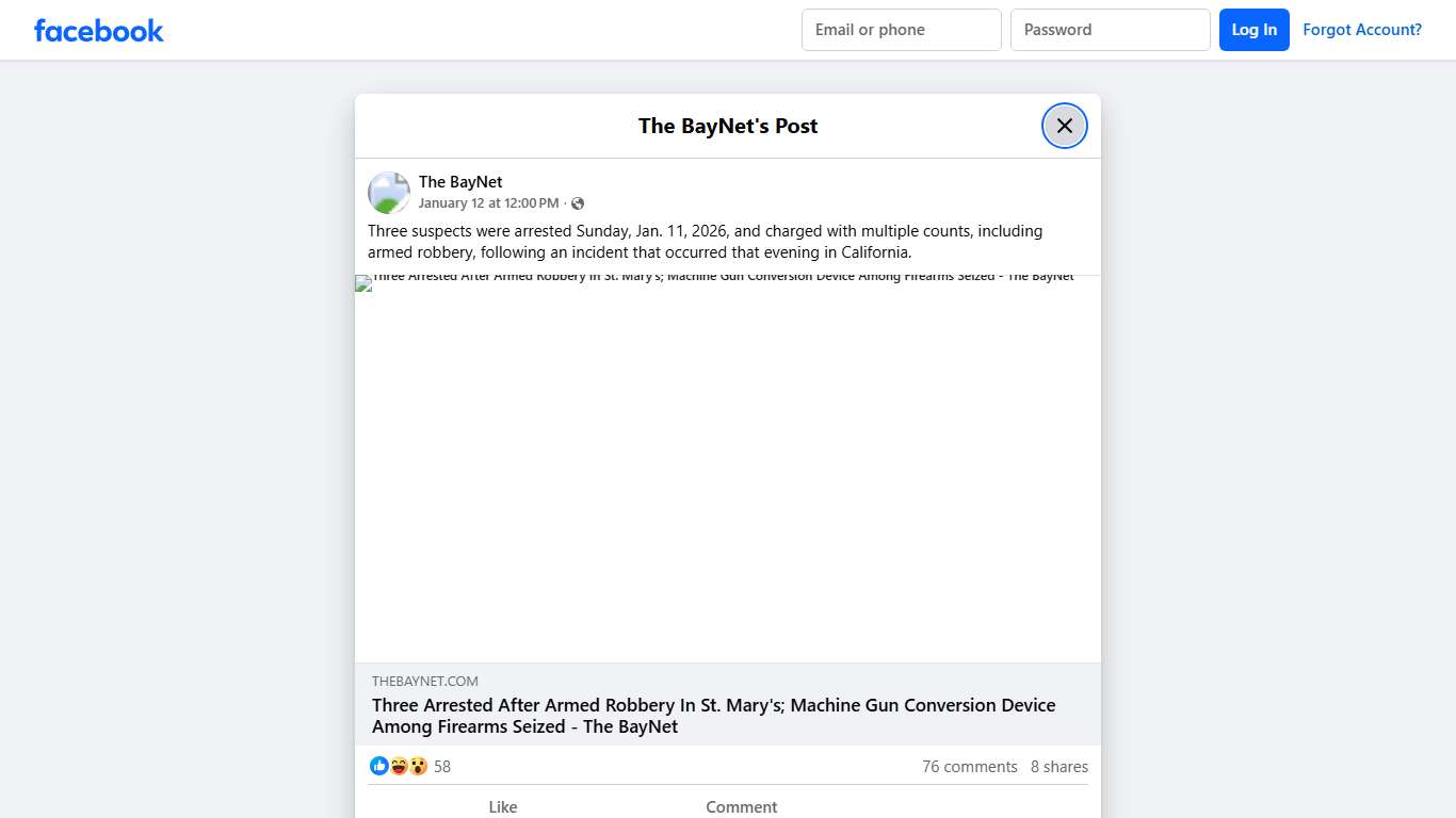 The BayNet - Three suspects were arrested Sunday, Jan. 11,... Facebook